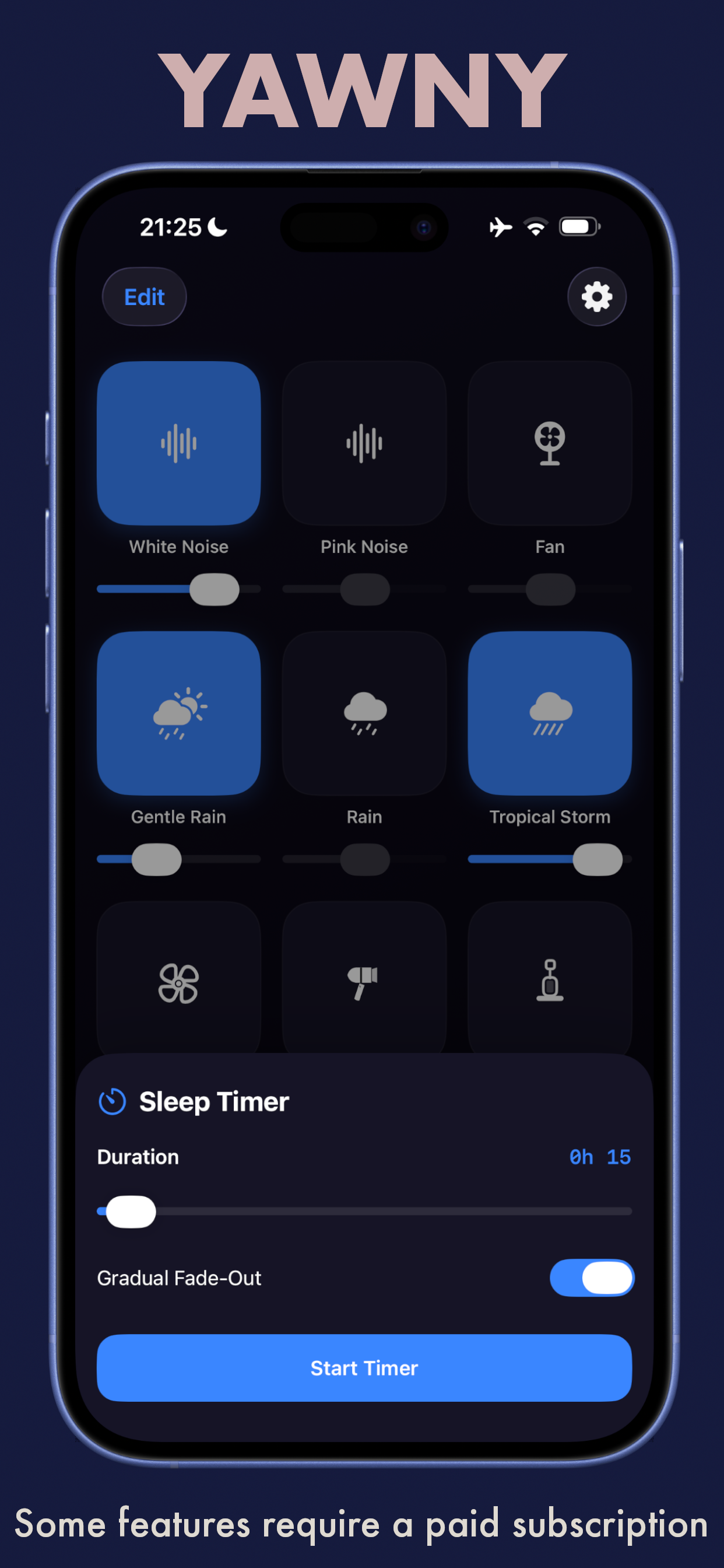 Yawny App - Sound Mixer and Sleep Timer